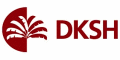 DKSH logo with stylized palm tree design in maroon color.