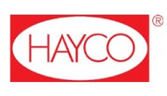 HAYCO logo with red text on a white oval background, surrounded by a red rectangle.