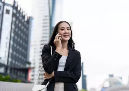 Executive speaking on her phone